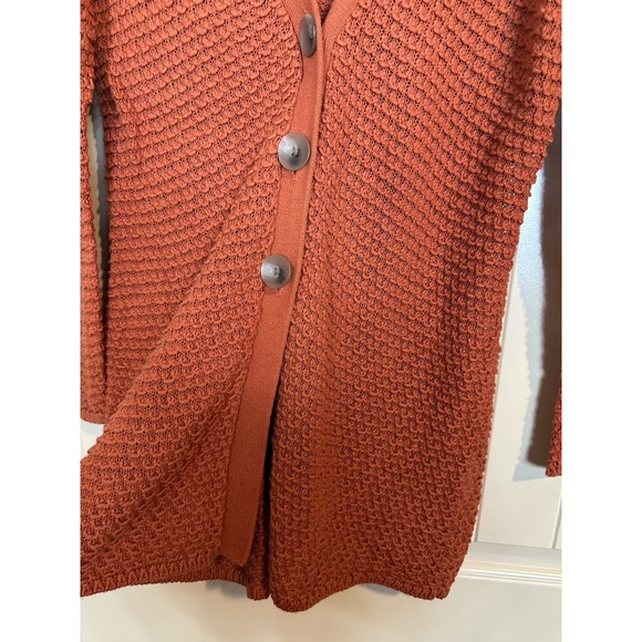 J.‎ Jill Orange 3 Button Cardigan Sweater Wool Cotton Blend Longer Length Sz M - Picture 3 of 6